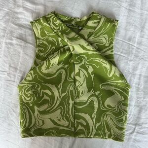 Green Swirl Sleeveless Top